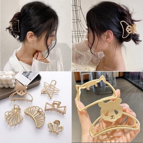 2021 Women Girls Metal Hair Claw Clip Clamps Geometric Hair Crab Ladies Hairpin Hair Crab Clamp Large Size Hair Accessories Gift