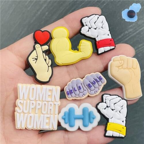 1pcs Fist Hands Shoe Charms Cute Cartoon Decorations Decoration Buckles Accessories Fit for Wristbands Croc Jibz Kids Gift