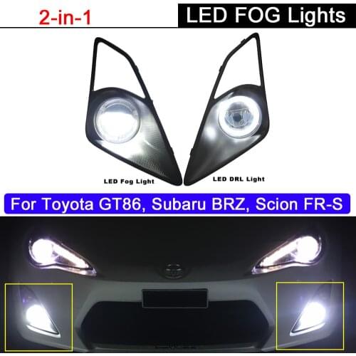 2Pcs Front Bumper White LED Fog Lamp With DRL Daytime Running Light For Toyota GT86 For Scion FR-S For Subaru BRZ 2013-2016