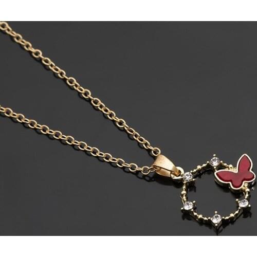 30pcs Gift Simple geometric round circle butterfly Flower zircon clavicle animal flying bee dragonfly insect necklace jewelry