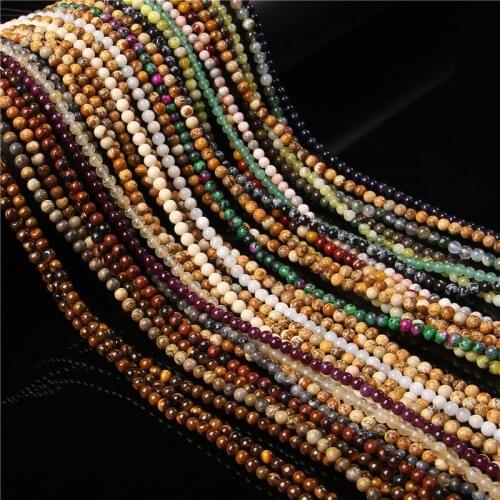 4mm Natural Agates Quartz Amazonite Crystal Jaspers Stone Beads Round Loose Spacer Beads For Jewelry Making DIY Bracelet 15.5