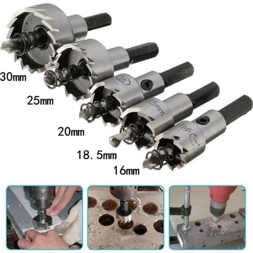 5Pcs Carbide Tip Hole Saw Drill Bit 16-30mm Drill Bit Hole Saw For Stainless Steel Metal Opening Woodworking Tools