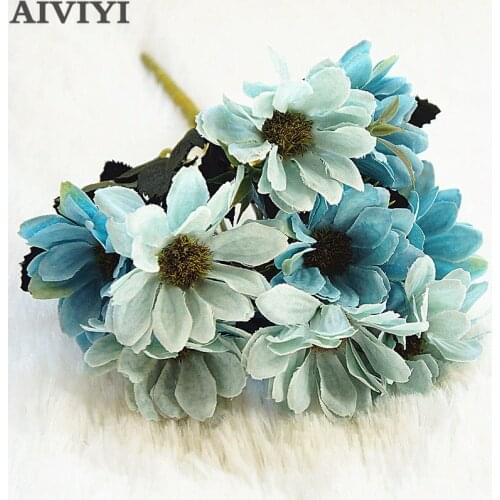 5 fork European small fake daisies wedding bouquets home photography decorative handmade flowers artificial flowers