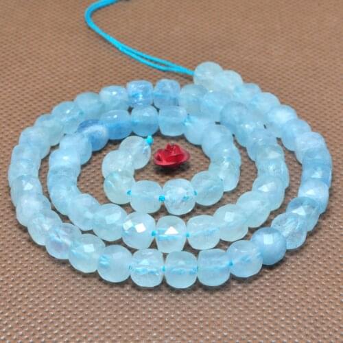 62pieces beads Aquamarine BLUE square faceted 6mm for DIY jewelry making loose beads FPPJ wholesale nature gemstone