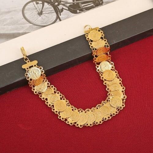 Allah Gold Bracelet Jewelry Trendy Gold Color Religious Antique Coin Bracelet Islamic Jewelry