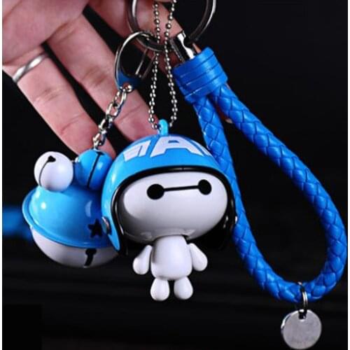 Helmet Big White Car Keychain Cute Doll Pendant Male Motorcycle Keyring Pendant Wear Helmet Keychains Women2021 Popular