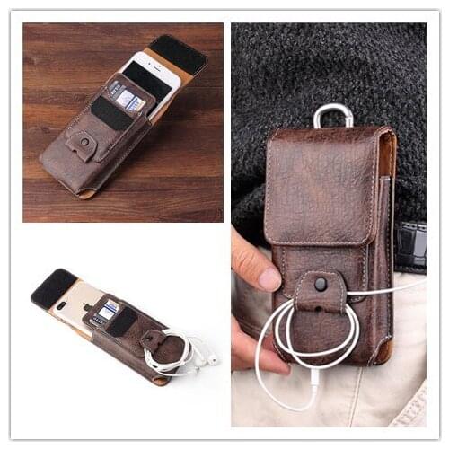 Leather phone Case For iphone XS X 6 7 8 plus Waist Bag Magnetic holster Belt Clip phone cover for Samsung