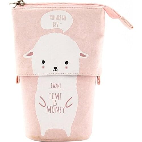 Stand Up Pencil Holder Pencil Case Pen Bag Cute Cartoon Stationery Organizer Cosmetics Pouch for Students