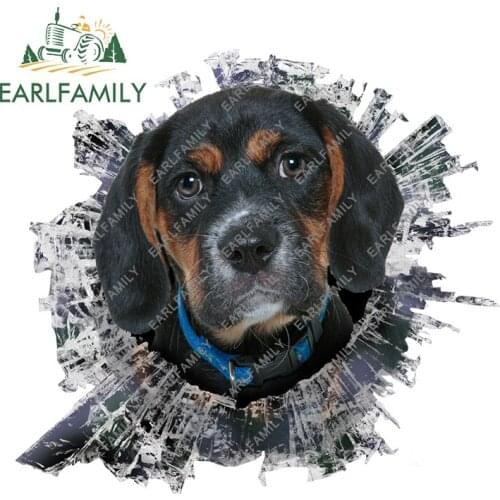 EARLFAMILY 13cm x 12cm 3D Broken Glass Car Decal Funny Pet Dog Creative Animal Car Sticker Rear Windshield Crack Stickers