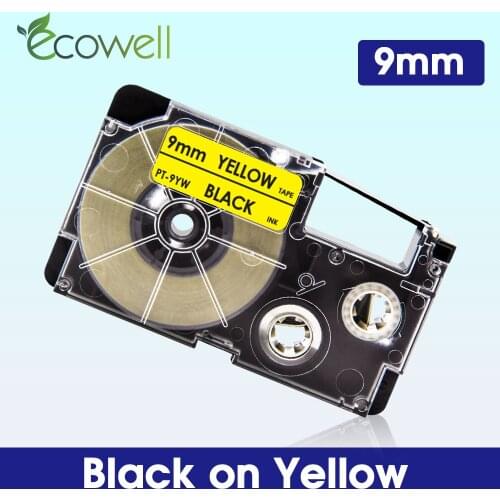 Ecowell 1Pcs XR-9YW Compatible Casio XR 9YW XR 9YW 9mm*8m label tape Black on Yellow for Casio KL-60 KL-120 60SR KL Label Maker