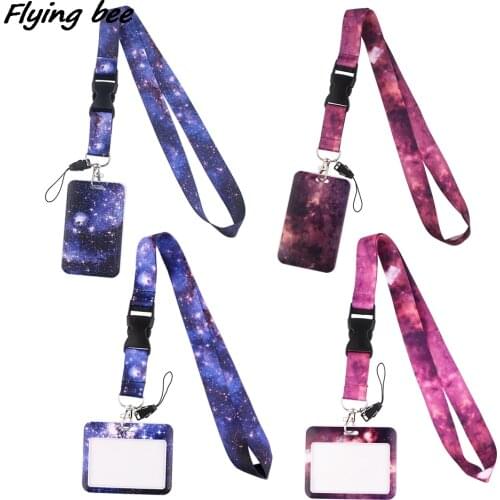 Flyingbee X2006 The Starry Sky Personality Lanyard Card ID Holder Car KeyChain ID Card Pass Gym Phone Badge Kid Key Ring Holder