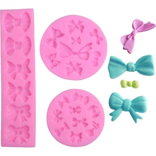 Cake Mold Multiple Mini Bowknots Flower 3D Fondant Mold Silicone Cake Decoration Chocolate Soap Stencils Kitchen Baking Tool
