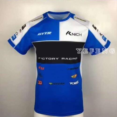 Scooter Motocross MTB Bike Riding Motorcycle Mens Blue T- Shirt For Yamaha Factory Team Racing