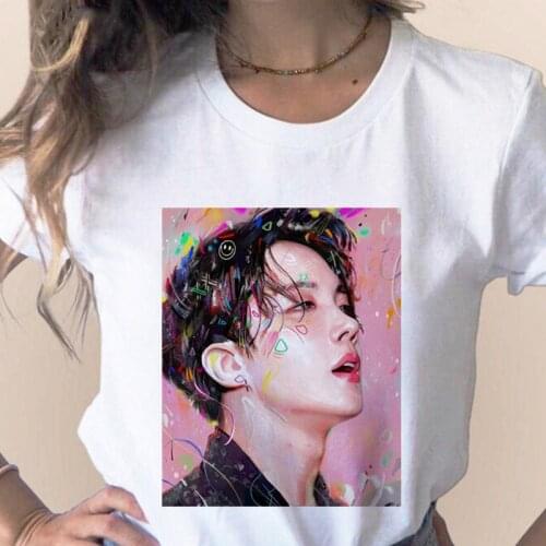 Harajuku JIN SUGA Womens Bangtan Boys Print T-Shirt Summer J HOPE JIMIN V JUNGKOOK 90s korean kpop Tops T-Shirt women clothing