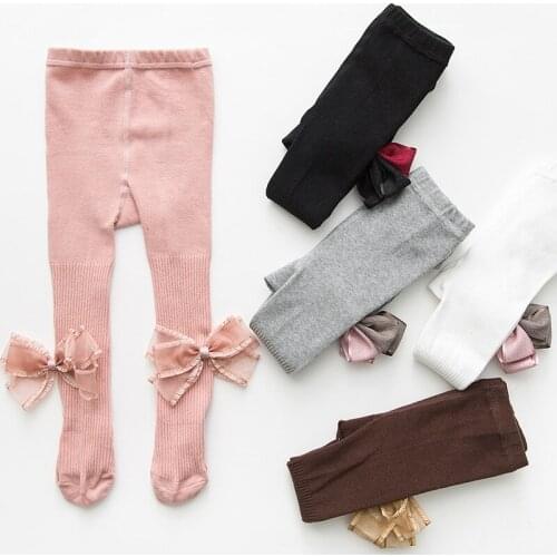 Princess Baby Kids Girl Cotton Pantyhose Bow Tie Tights Toddler Winter Tights Stockings