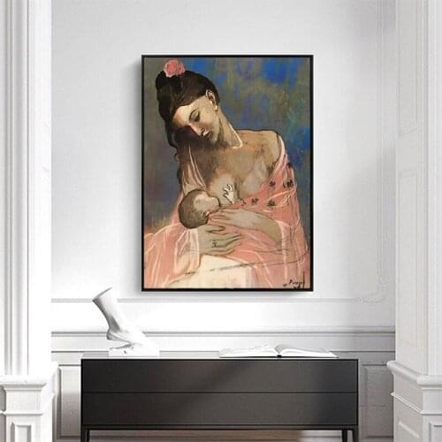 Pablo Picasso Canvas Painting (Mother and Child) Posters and Prints Wall Art Modern Pictures for Living Room Home Decor Unframed