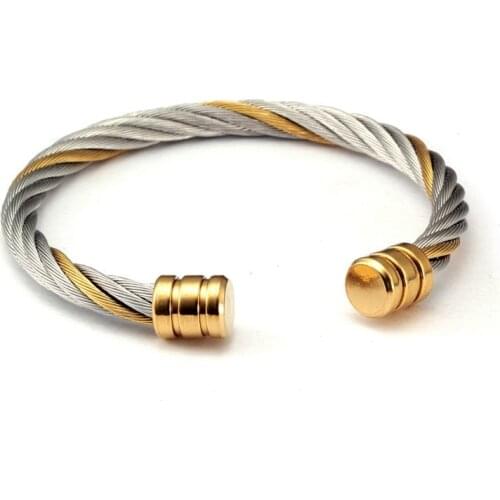 Classic Stainless Steel Chain Link Cuff Bracelets Men Women OL Jewelry Twine Power Charm Sporty Wristband Bangles