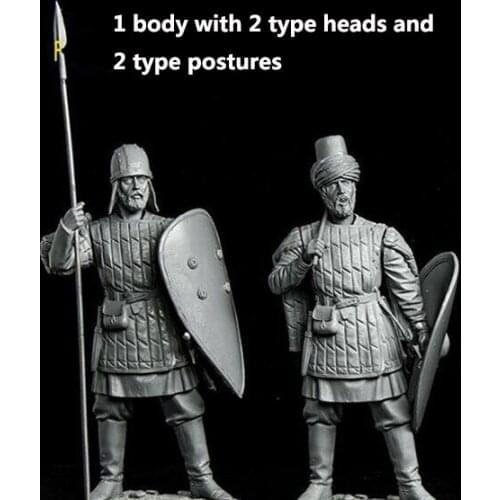 1/24 Scale Unpainted Resin Byzantine warrior (1 body with 2 heads and 2 type postures) collection figure