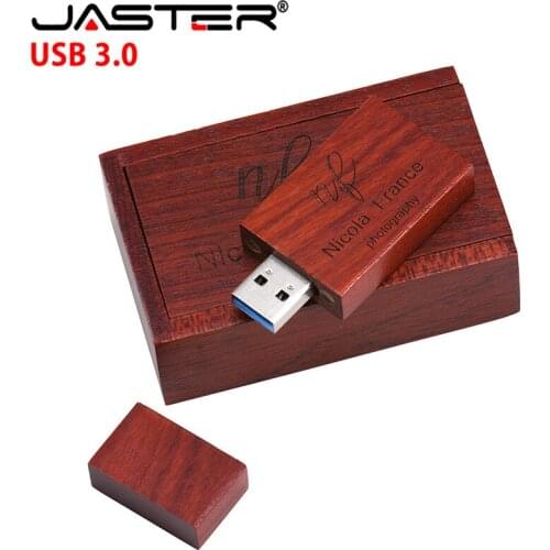 JASTER USB 3.0 wood drive square USB + push-pull box 4GB 8GB 16GB 32GB 64GB 128GB USB flash stick can be customized free LOGO