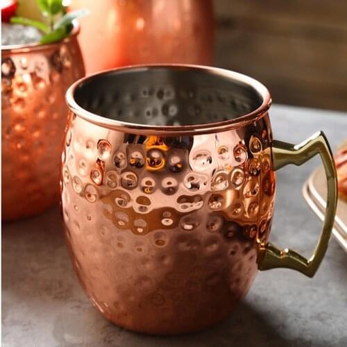 1Pc 550ml Moscow Mule Mug Beer Cup Coffee Cup Mug stainless steel Plated mugs travel mug Great for Cocktail Chilled Drink
