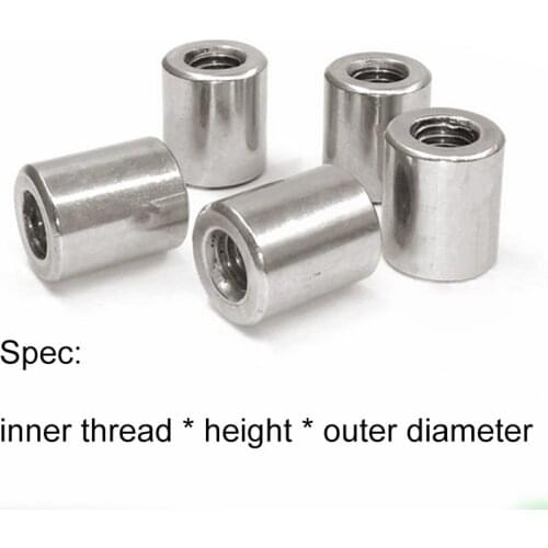 M6 M8 Column nut outer round dia lengthen heigher 304 stainless steel screw bolt connector threaded pole rod