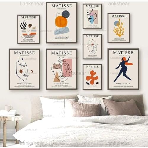 Matisse Fashion Poster Abstract Girl Lines Leaf Wall Art Canvas Painting Nordic Posters and Prints Picture for Living Room Decor