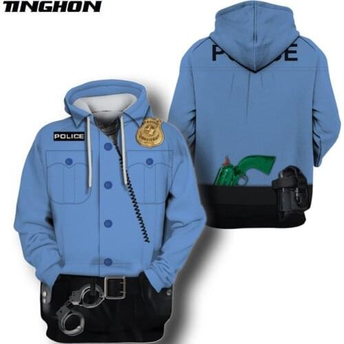 XS-7XL Fashion Men hoodies POLICE Printed 3d Hooded Sweatshirt Unisex Cosplay costume streetwear sudadera hombre