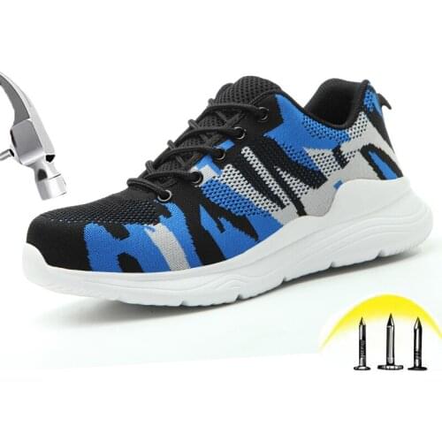 Mens Breathable Camouflage Work Shoes Lightweight Comfortable EVA Soles Steel toe Safety Boots Construction Industrial Sneakers