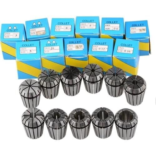 ER25 collet set 11 pcs from 3mm to 16mm for CNC milling lathe tool and spindle motor
