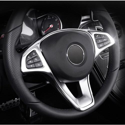 For Mercedes Benz W205 W213 GLA GLC E C Class ABS sticker steering wheel button trim decorative frame sticker accessories