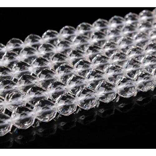 Natural 84Facet Crystal Shining Gemstone Clear Quartz 6 8 10 12mm Round Beads Accessories Necklace Bracelet DIY Jewelry Making