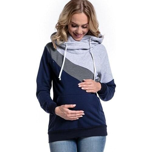 Maternity Clothes Pregnant Women Hoodies Mother Thicken Sweater Stitching Feeding Coat Maternity Sweatshirt Winter Jacket Jumper