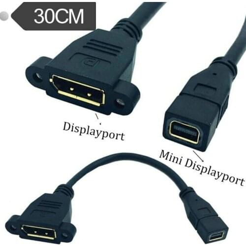 Thunderbolt DisplayPort Socket Panel Mount to Mini DisplayPort Female Video Cable Adapter