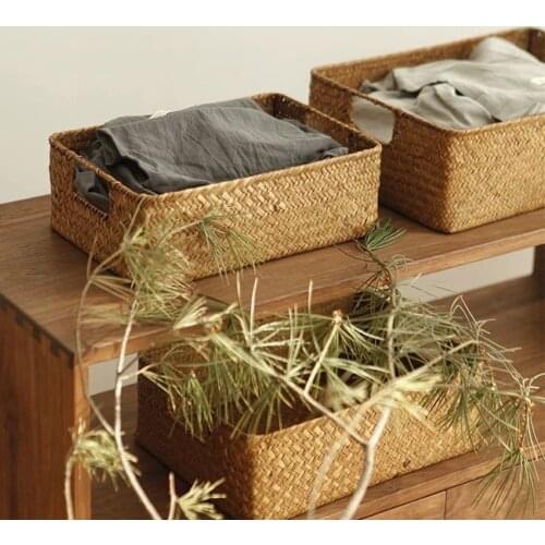 Zerolife HandWoven Basket Rattan Wicker Basket Wicker Fruit Tea Snack Storage Basket Bread Picnic Basket Cosmetic Box House Ware