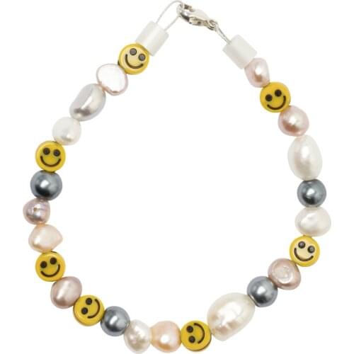 Simple smily pearl bracelet 20cm length real baroque pearl jewelry bracelet real freshwater pearl bracelet for women