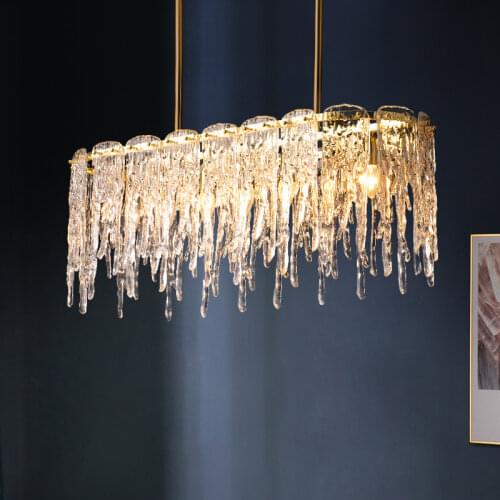 Luxury Modern Foyer E14 Led Pendant Lights Lustre Gold Metal Round Led Hanging Lamp Luxury Glass Chain Suspension Lamp Fixtures