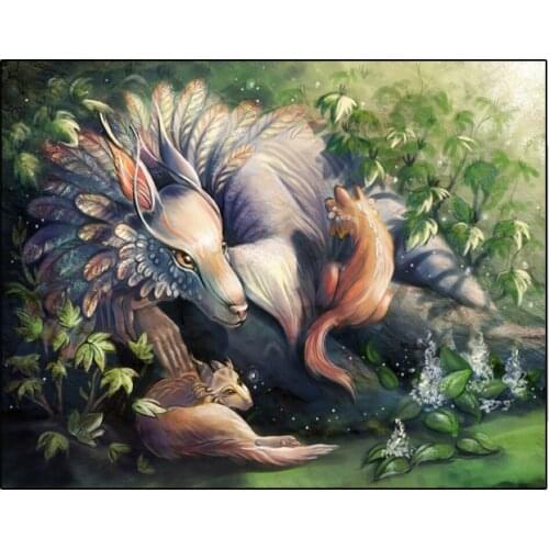 Christmas Diamond Mosaic Fantasy Magical animals,5D Diy Diamond Embroidery Rhinestones Of Pictures Diamond Painting Fox, EE1615