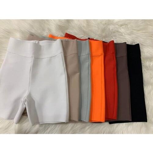 7 Colors Women Summer Sexy Gray Black White Casual Stretchy Bandage Shorts 2021 Designer Bodycon Elastic Ladies Pencil Trousers
