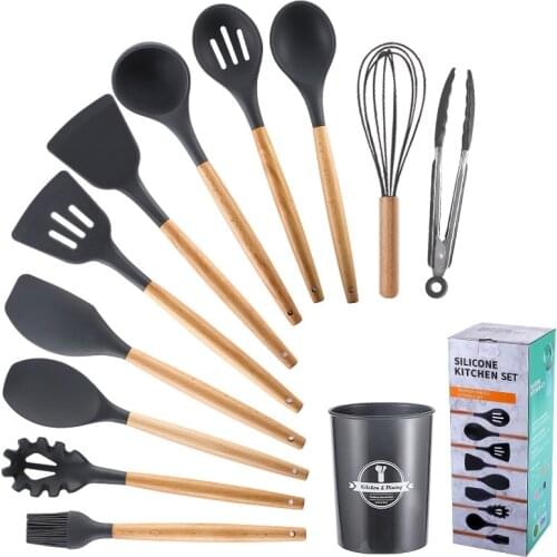 Silicone Kitchenware Cooking Utensils Set Heat Resistant Kitchen Non-Stick Cooking Utensils Baking Tools With Storage Box Tools