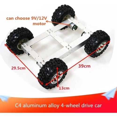 C4 4wd Smart Car Chassis Aluminum Alloy Kit 4 Motor Drive Mobile Robot Hall Motor for Electronic Competition Graduation Design