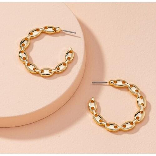 TARCLIY Trendy Geometric Pig Nose Chain Hoop Earring Hollow Metal C-Shaped Punk Irregular Circle Earring Women Party Jewelry