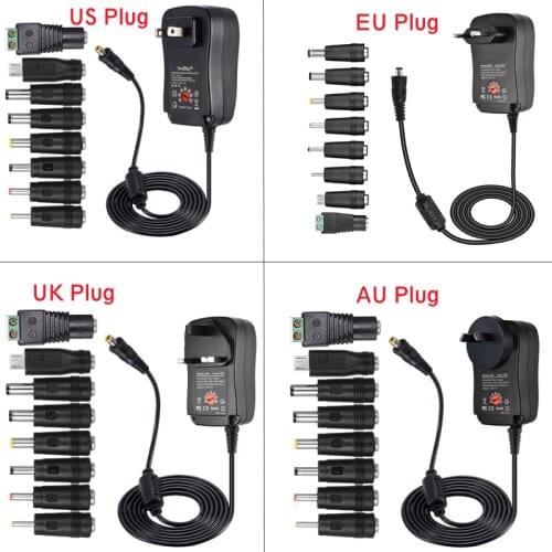 30W Universal AC/DC Charger Adapter Switching Power Supply 7 Adapter Tips Micro USB Plug 3V-12V Household Electronics LED Strip