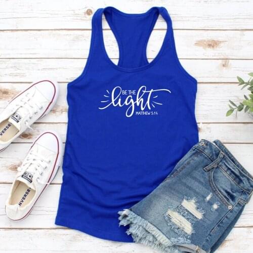 Inspired Summer Sleeveless Yoga Tanks Fashion Women Racerback Gym Running Workout Shirt Vest Be The Light Matthew 5:14 Tank Tops