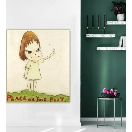 Yoshitomo Nara《Peace On Your Feet》Cartoon Japanese Canvas Art Oil Painting Aesthetic Artwork Picture Wall Decor Home Decoration