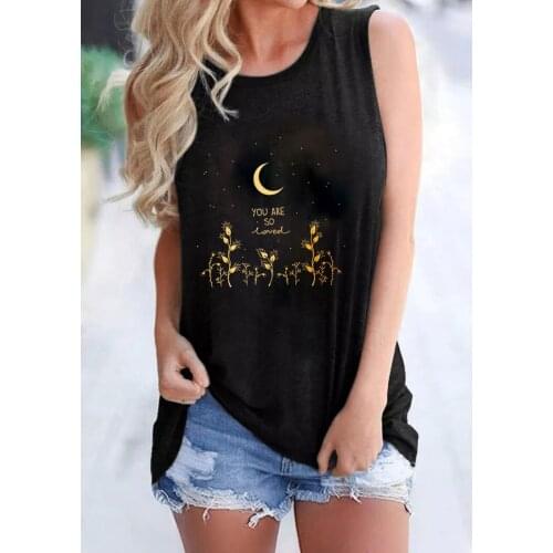 You're so love Tank top artist moon flowers tank Natural inspiration Summer style Sleevele Tee women fashion casual vintage top