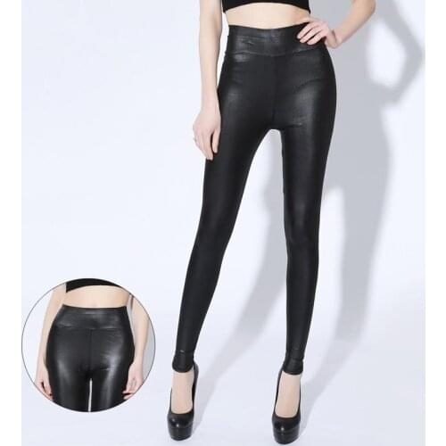 XL-7XL Plus Size Black High-Waist Imitation Leather Leggings Women Super Stretch Sexy Skinny Leggings Long Pants Women C6668