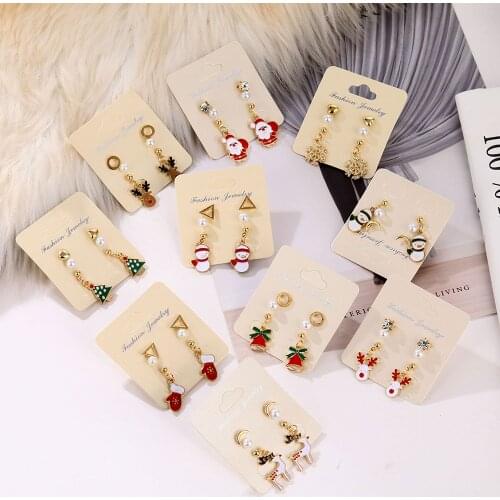 IFMIA Christmas Gift Santa Claus Christmas Tree Snowflakes Drop Earrings For Women Statement Fashion Jewelry Oorbellen New Year