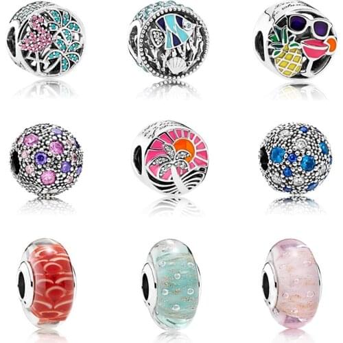 CHAMSS New Fashion S925 Sterling Silver High-end 1:1 Pds Rainforest Flamingo String Diy Bracelet Ladies Jewelry Gift