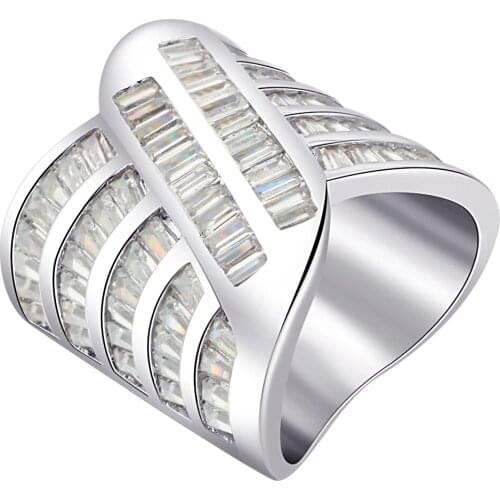 Elegant Queen Wedding Jewelry Banquet Party Rings Inlay zircon white Gold Color Fashion Charm Ring Luxury Accessories