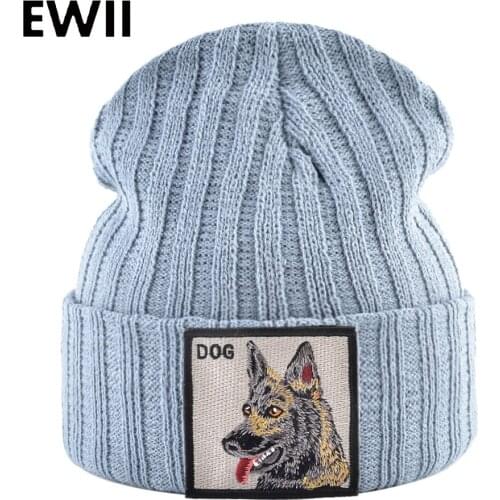 Embroidery Winter Hats For Men Knitted Beanies Cap Women Skullies Unisex Patch Skull Caps Men Warn Animal Beanie Hat gorro mujer